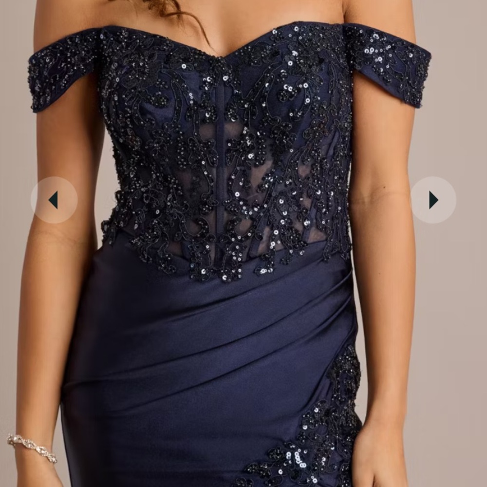 Elegant Off-Shoulder Navy Blue Dress